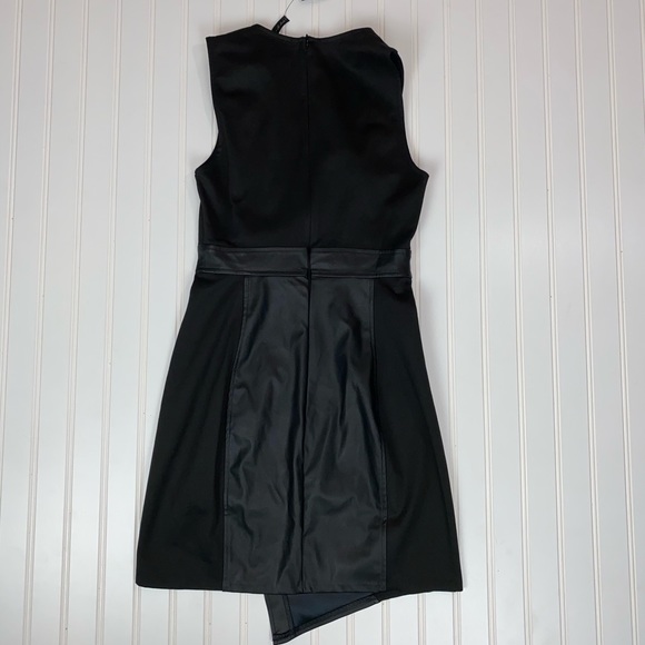 BCBGMaxazria Black Faux Leather Dress 4 NWT - Picture 6 of 9